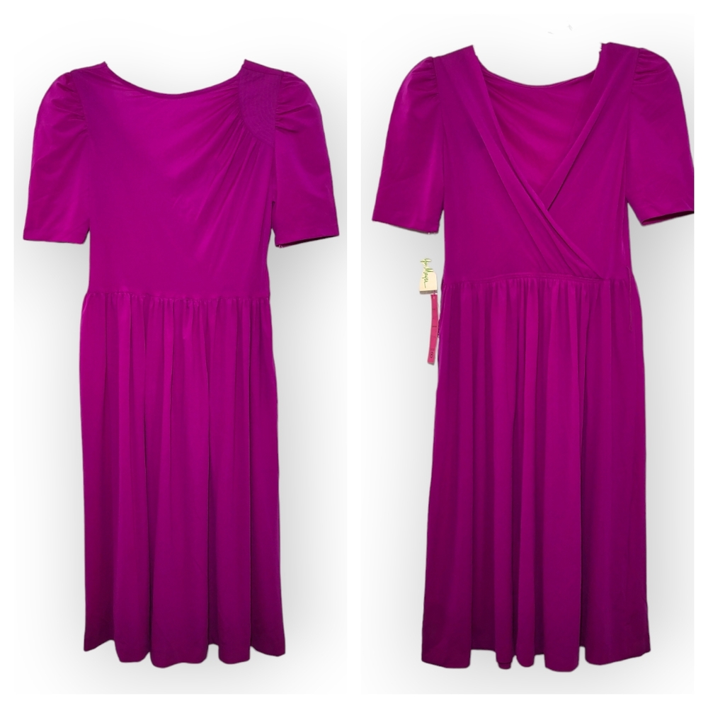 Rickie Freeman for Teri Jon Vintage Dress Low Back Fuchsia Pink 8